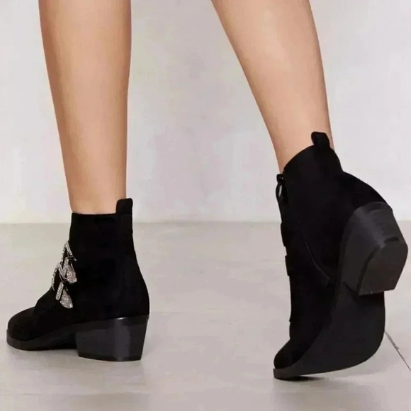 Nasty Gal Put Your West Foot Forward Marley Buckle Boot Boho Bootie Women's 5 - Picture 3 of 10
